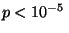 $p < 10^{-5}\,$