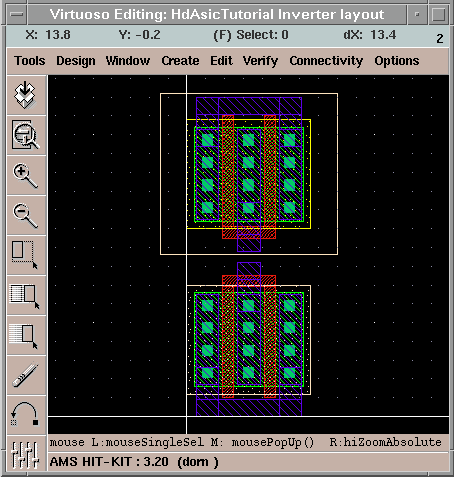 Layout with two fets