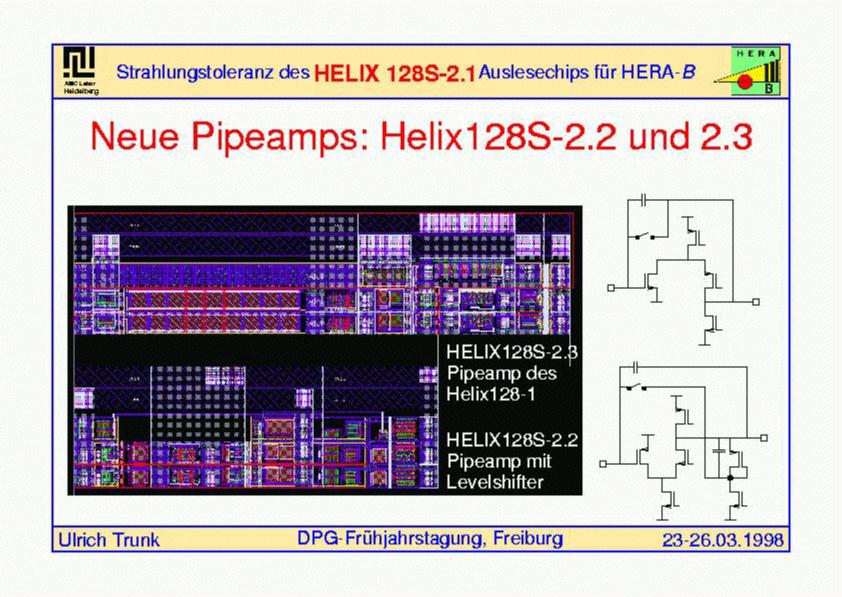 Schematics and layout of new pipeline readout amplifier