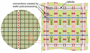 Arrangement of the HICANN chips on the wafer